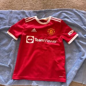 adidas Red Manchester United Kids' Short Sleeve Soccer Tee Cristiano RONALDO